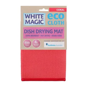 White Magic Microfibre Dish Drying Mat Coral