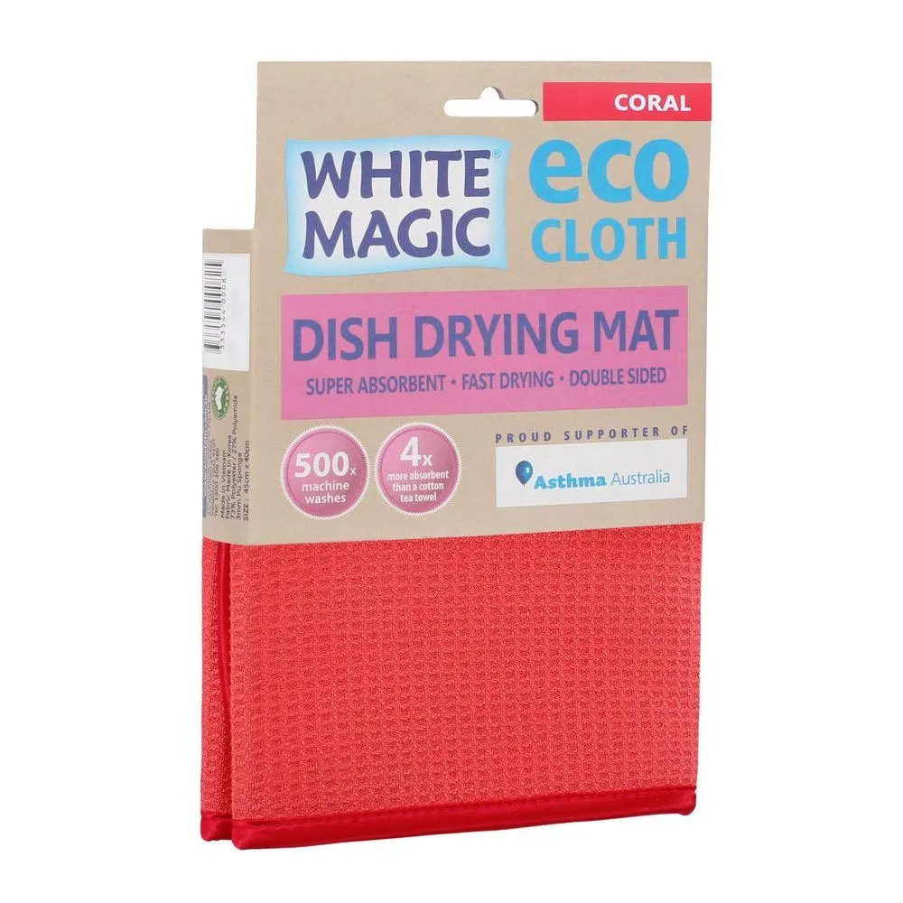 White Magic Microfibre Dish Drying Mat Coral