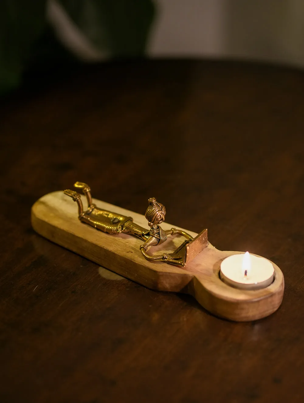 Wood & Dhokra Craft Tealight Holder - Laptop & Leisure