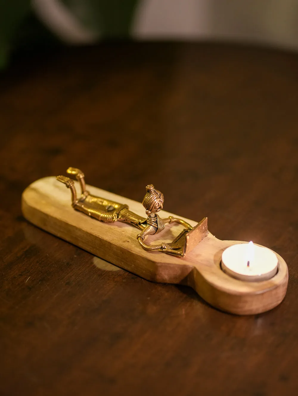 Wood & Dhokra Craft Tealight Holder - Laptop & Leisure