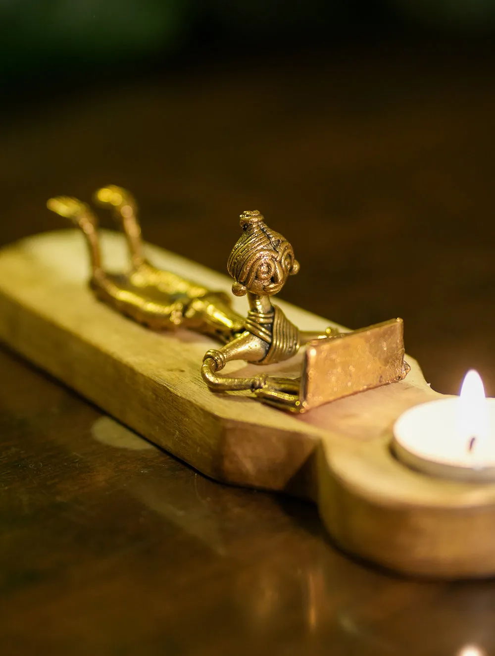 Wood & Dhokra Craft Tealight Holder - Laptop & Leisure