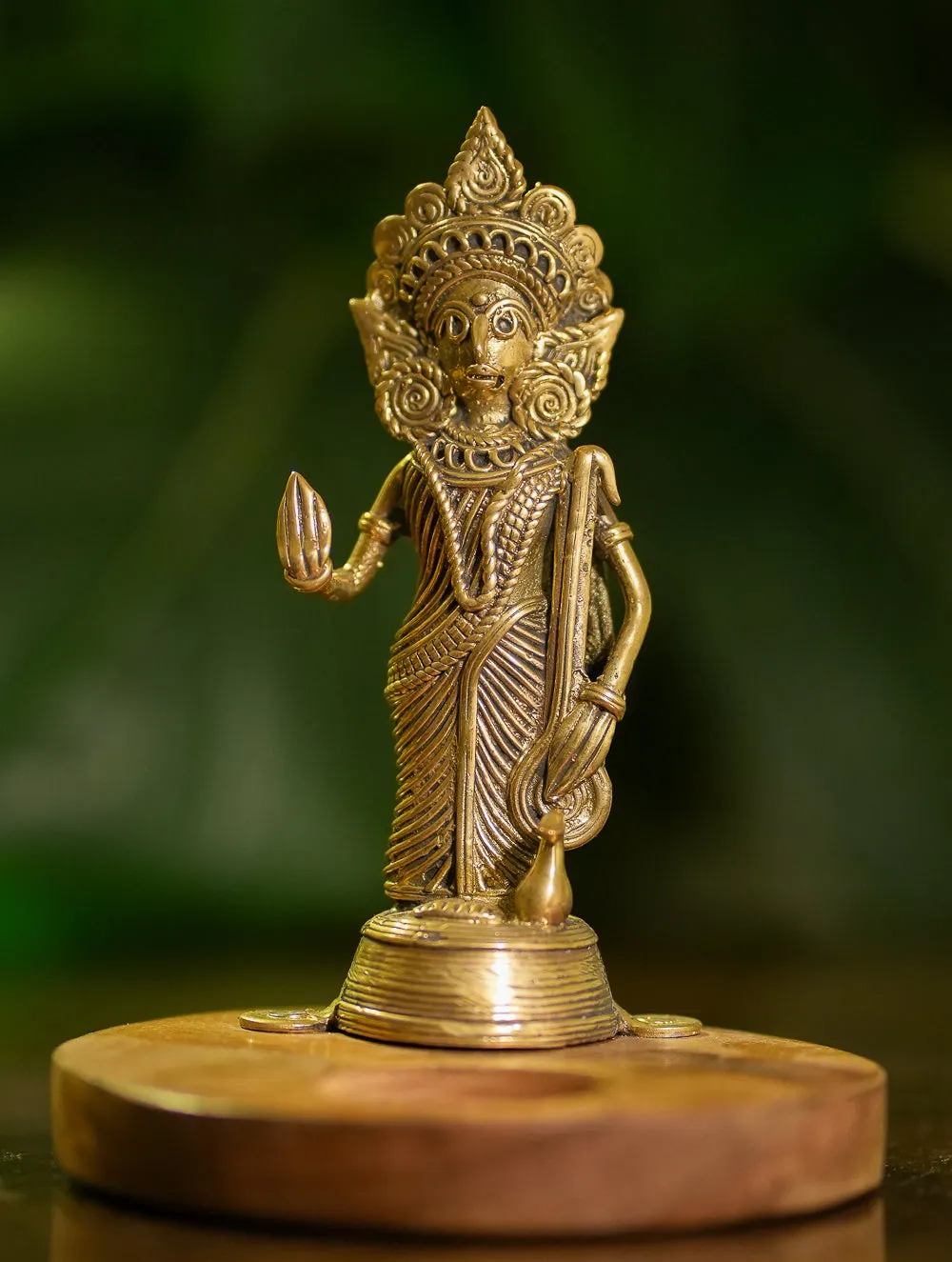 Wood & Dhokra Craft Tealight Holders - Saraswati
