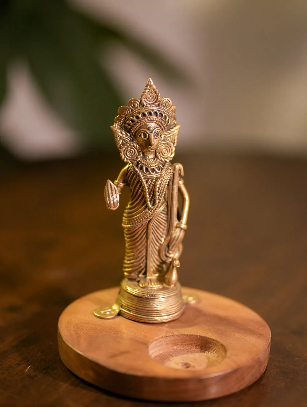 Wood & Dhokra Craft Tealight Holders - Saraswati