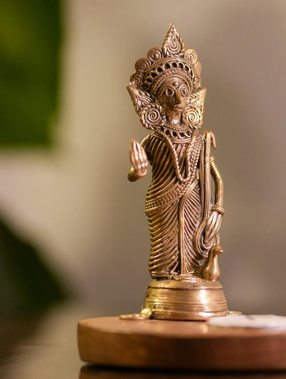 Wood & Dhokra Craft Tealight Holders - Saraswati