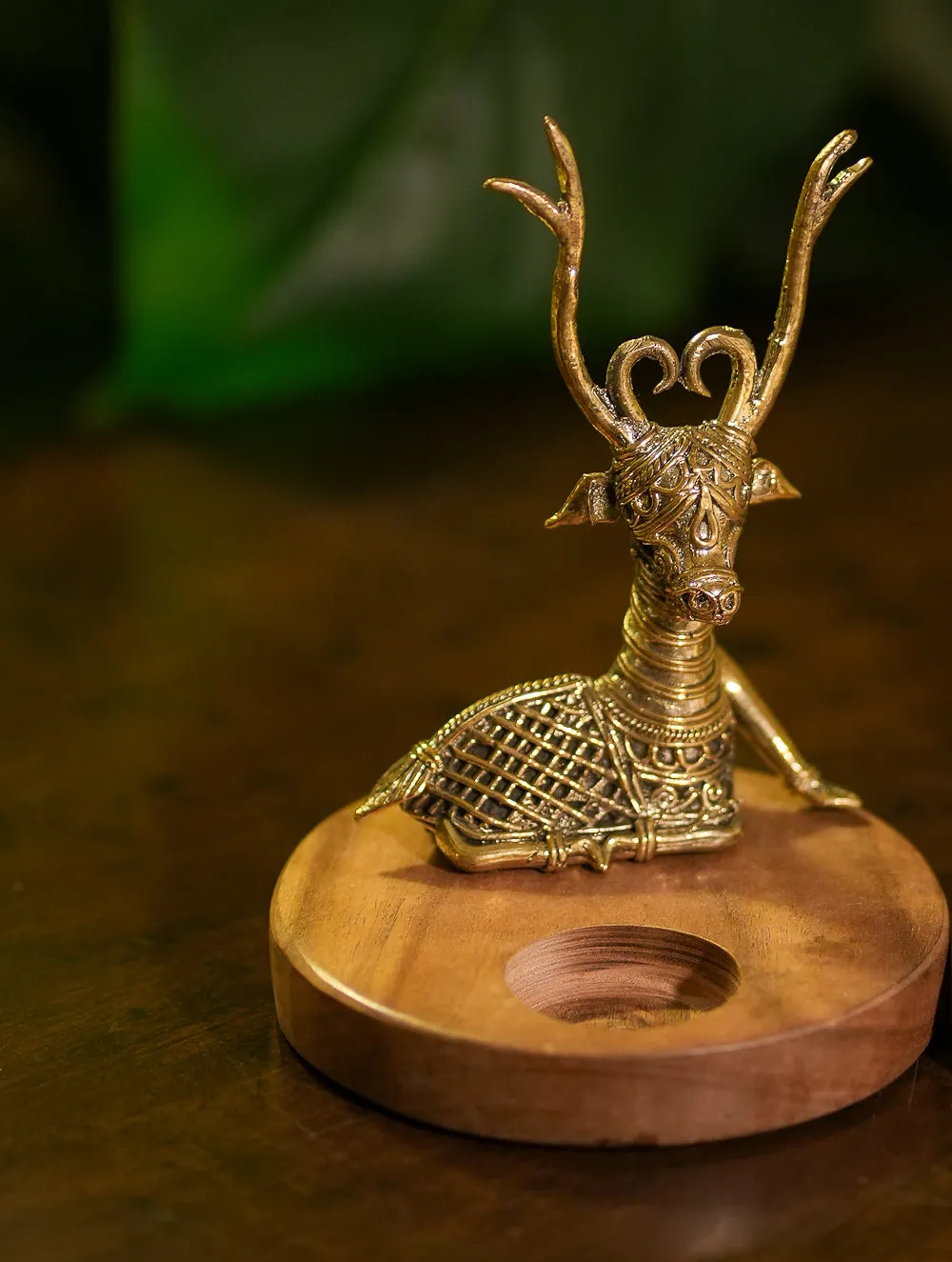Wood & Dhokra Craft Tealight Holders (Set of 2) - The Deer