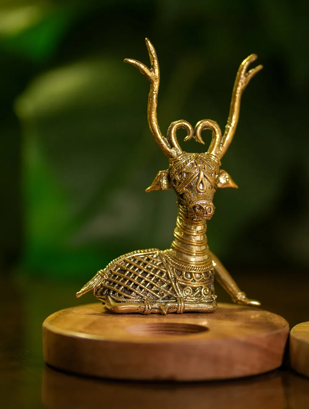 Wood & Dhokra Craft Tealight Holders (Set of 2) - The Deer