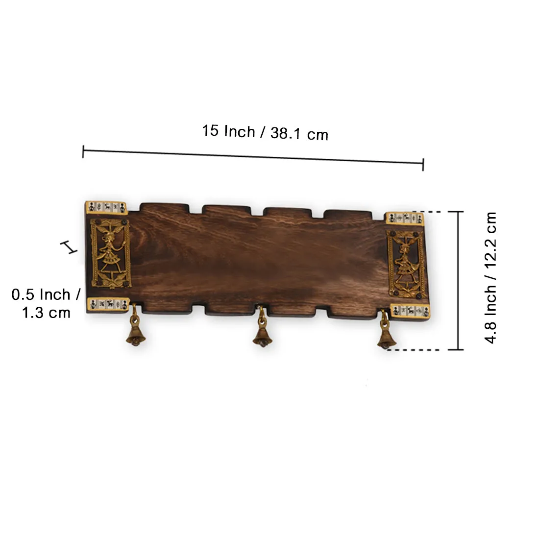 Wooden Plain Name Plate With Warli & Dhokra Art