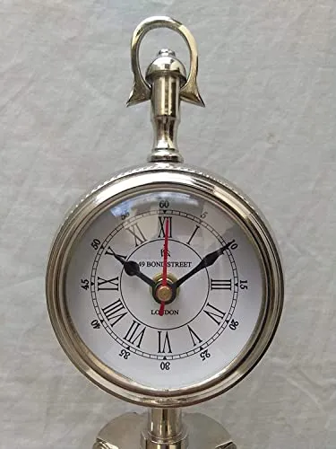 Wooden Tripod Table Stand Clock Steel Finish Antique Look Stylish Roman Clock for Home Living Room