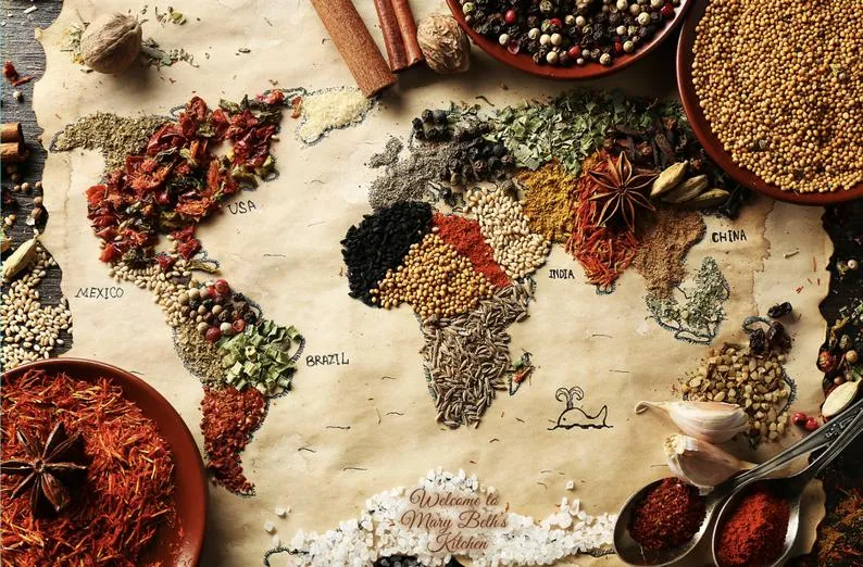 World Spice Map Canvas Art